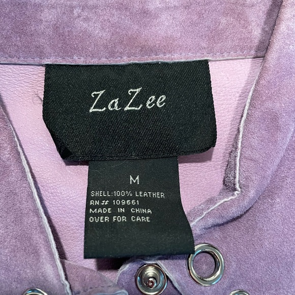 Vintage Purple ZaZee 100% Leather Jacket - Size M - Picture 2 of 7